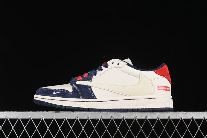 All categories Air Jordan Jordan series basketball shoes Air Jordan 1 Low High-end customized low-top sneakers Travis Scott x Fragment Design x Air Jordan 1 Low OG SP AJ1 Joe 1 Supreme joint-dark blue beige low-top cultural casual sneakers XY2688-122